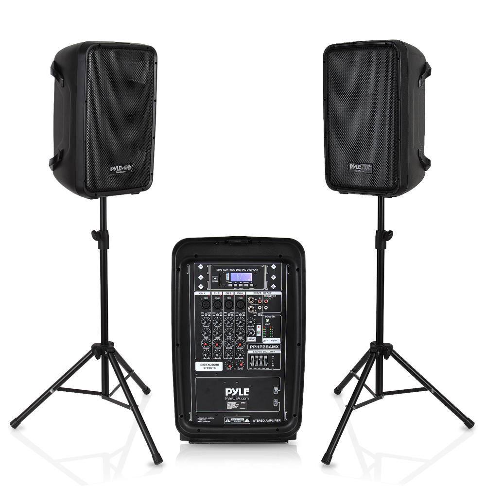 Pyle Stage and Studio 8 in. Bluetooth PA Loud Speaker and 8 Channel Audio Mixer PPHP28AMX