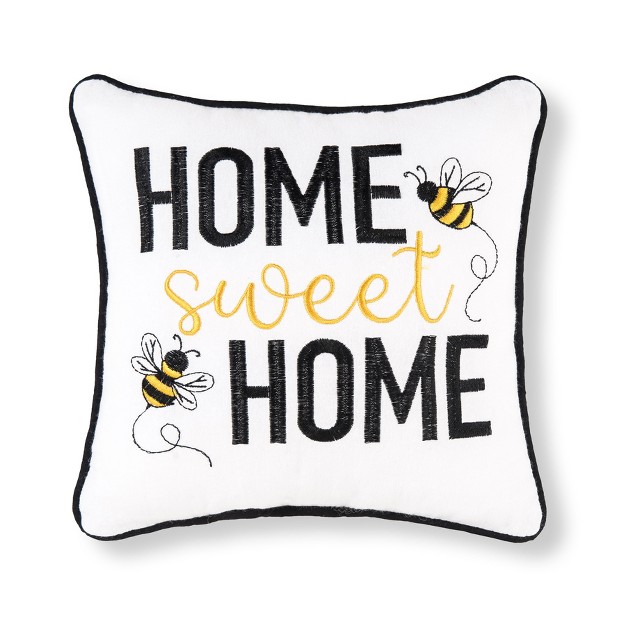 X 10 quot Home Sweet Home Bee Embroidered Throw Pillow