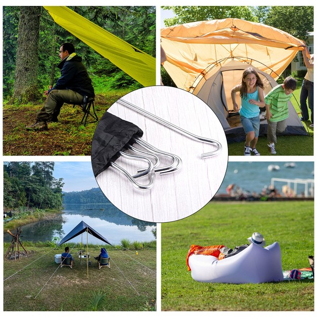 Unique Bargains Tent Stake Aluminum With Hook Kit Ground Pegs And Storage Bag