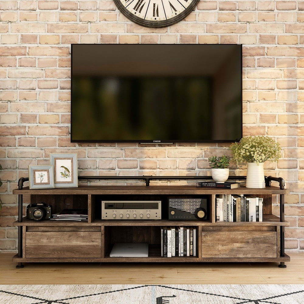 Albertus Industrial 71 inch Iron 4 Shelf TV Console by Furniture of America