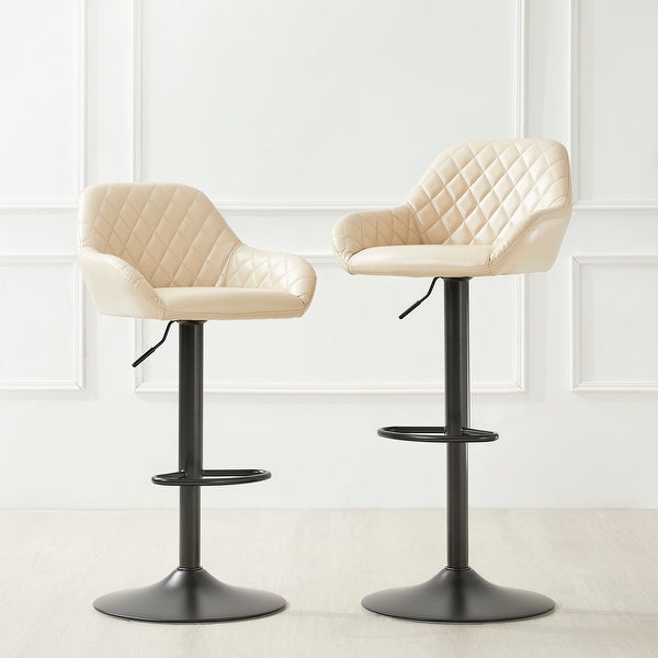 Glitzhome Set of 4 Modern Quilted Leatherette Adjustable Swivel Bar Stool