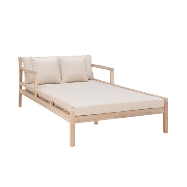 Linon Melita Acacia Double Chaise Lounge Beige natural