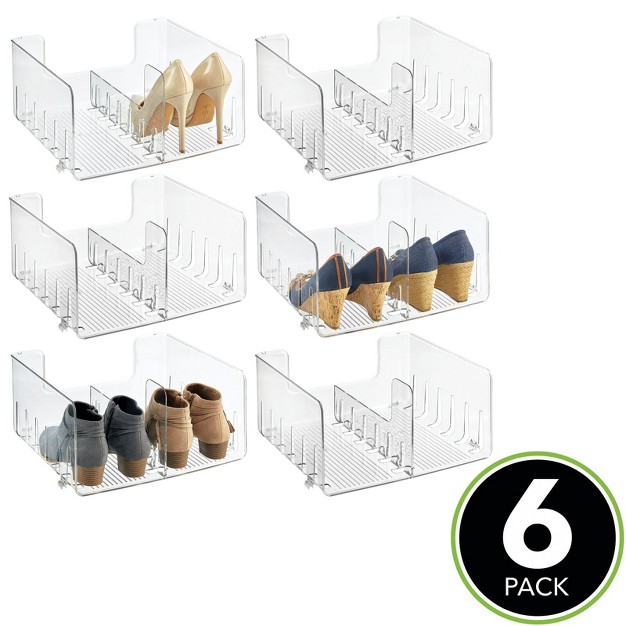 Mdesign Stackable Closet Plastic Storage Organizer Divider 6 Pack Clear