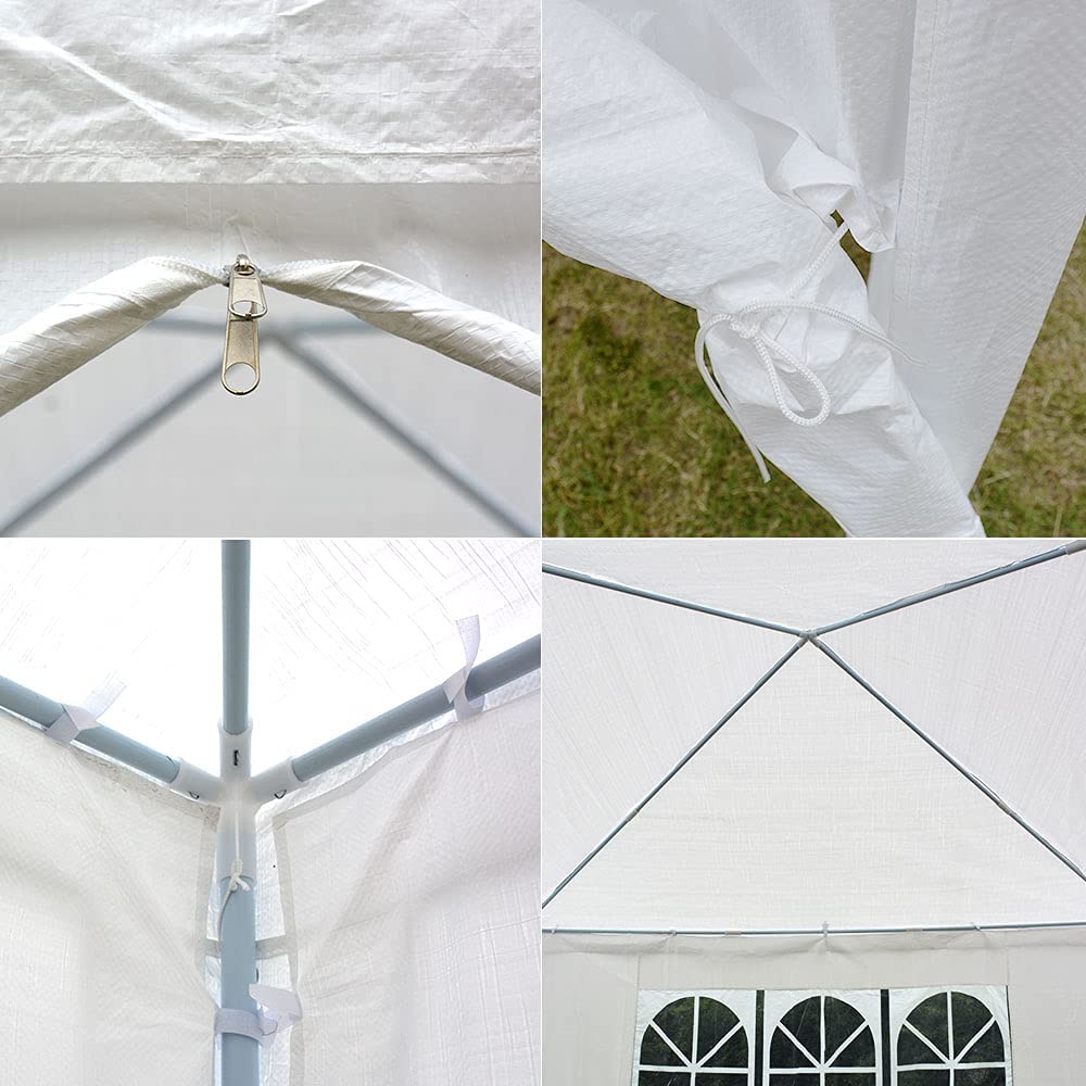 Dayplus 10'X10' Party Tent Outdoor PE Garden Gazebo Marquee Canopy Awning With Full Sidewall