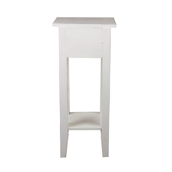 Sunset Trading Cottage Narrow Side Table Distressed White Washed