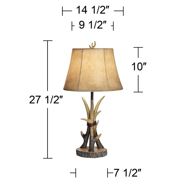 Tall Set Of 2 Natural Antler With Usb Charging Port Bell Shade For Bedroom Living Room Office