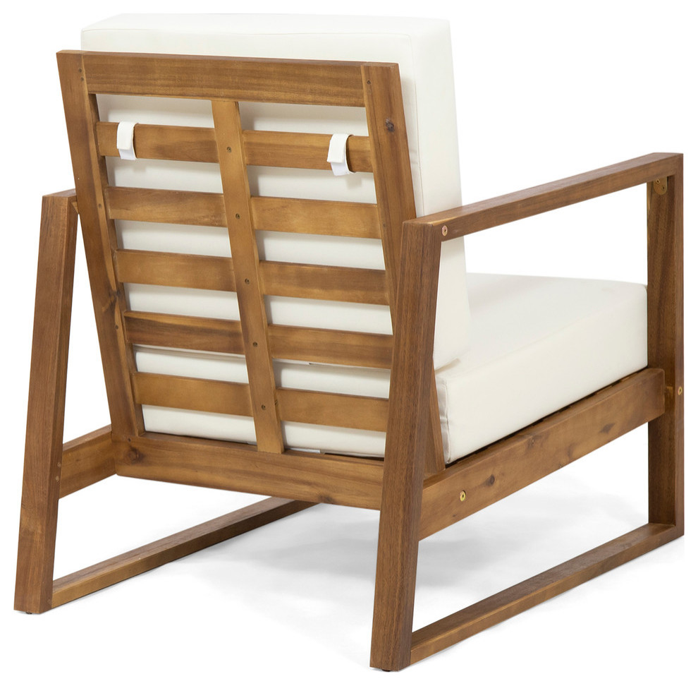 Mavis Outdoor Acacia Wood Club Chair With Cushions  Set of 2   Transitional   Outdoor Lounge Chairs   by GDFStudio  Houzz