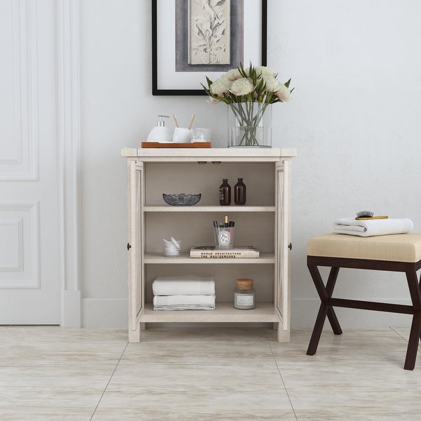 Hillsdale Bayside Wood 2 Door Console Cabinet， Antique White - 33H x 29W x 11.5D