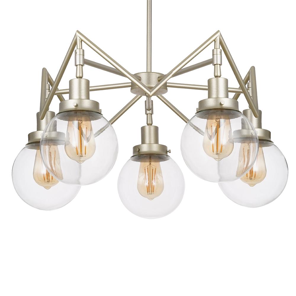 Cresswell Lighting Modern 5-Light Champagne Metal Chandelier， LED Bulb Included