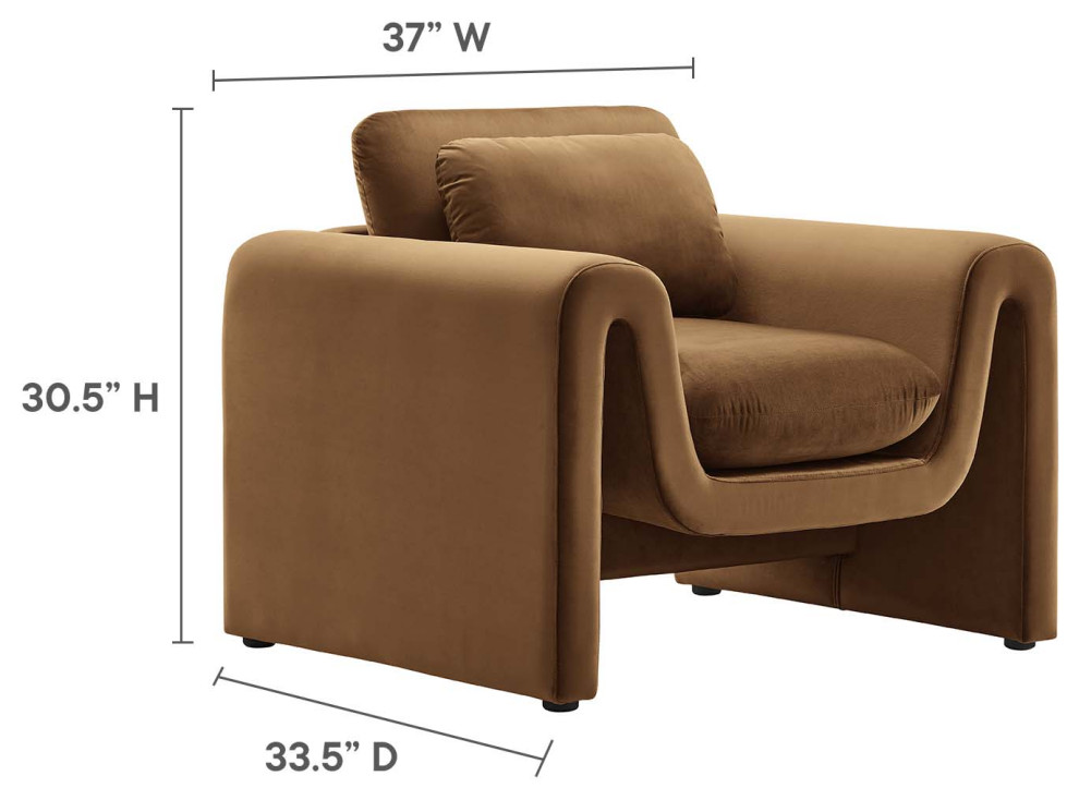 Waverly Performance Velvet Armchair   Brown   Contemporary   Armchairs And Accent Chairs   by First of a Kind USA Inc  Houzz