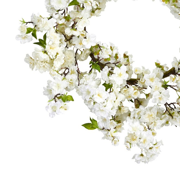 Artificial Cherry Blossom Wreath Nearly Natural