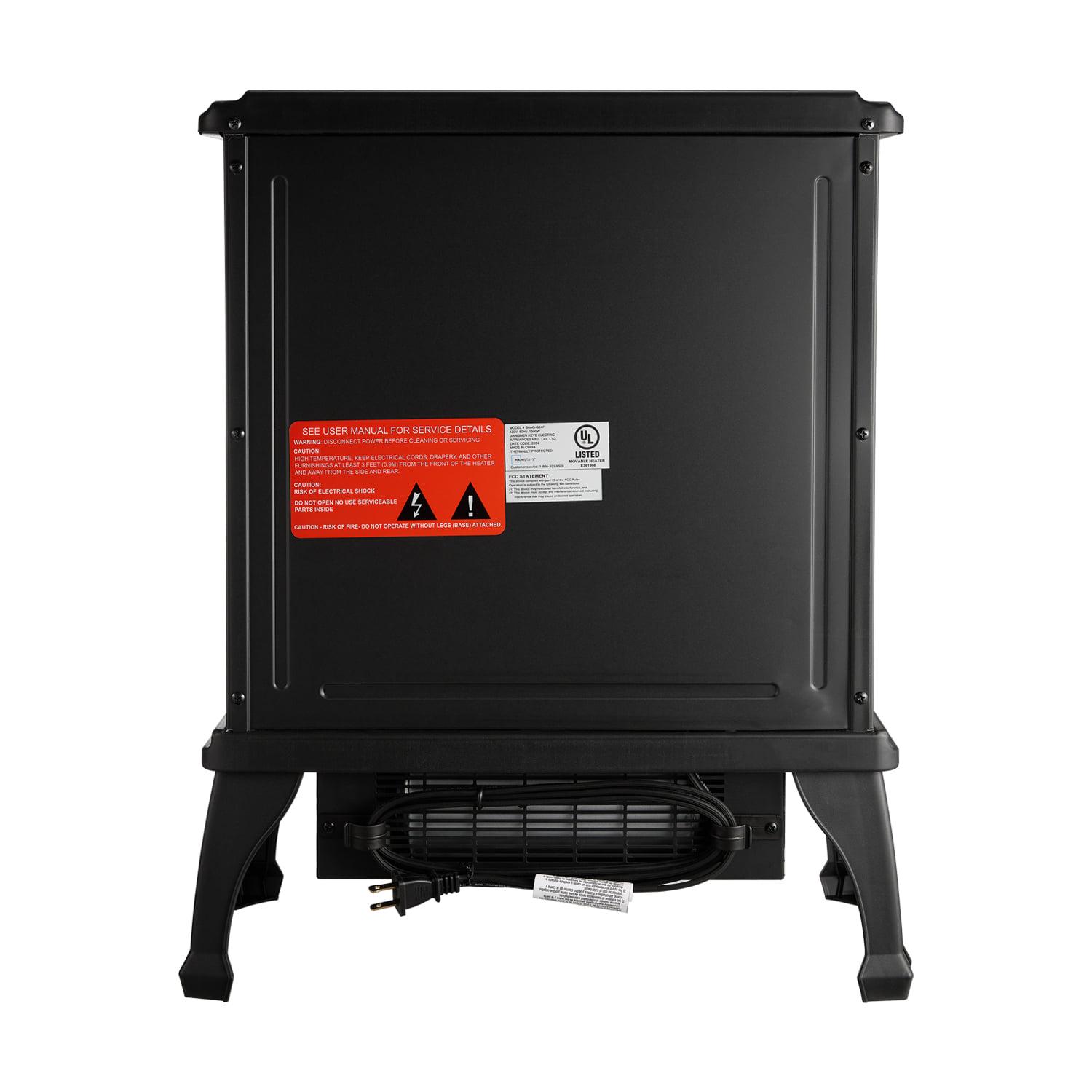 Mainstays Black 1500w 2-Setting 3D Electric Stove Heater with Life-like Flame