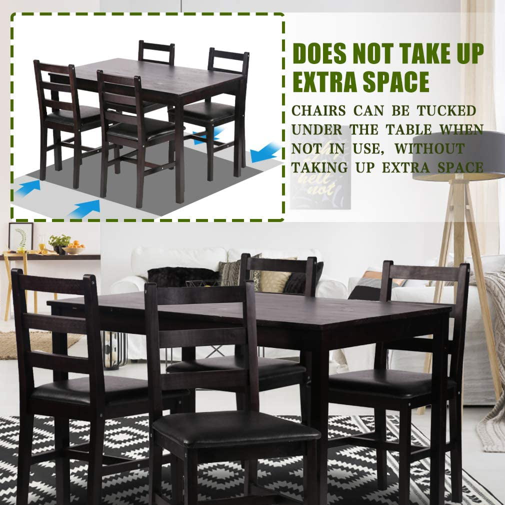 FDW Dining Table Set Pine Wood Kitchen Dining Room Table Dinette Table with 4 Chairs 28.7