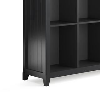 Simpli Home Acadian Solid Wood 48 in. x 57 in. Transitional 12 Cube Storage in Black AXCACA22-BL