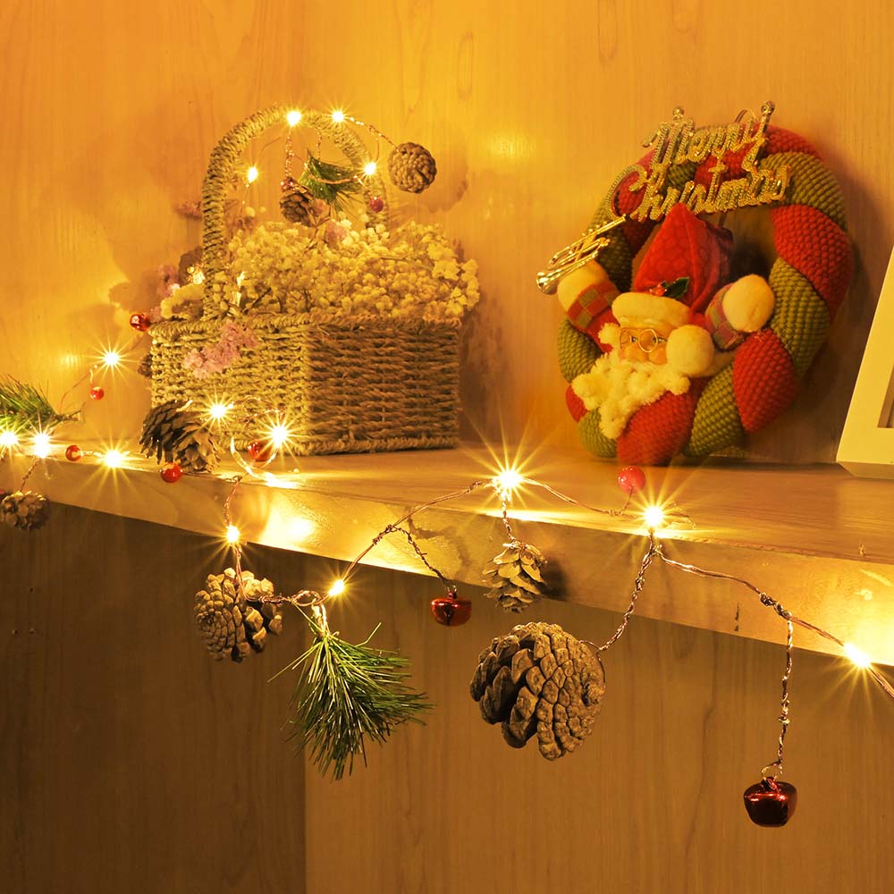 Yescom Pre-lit Christmas Garland with Lights Battery Remote Operated