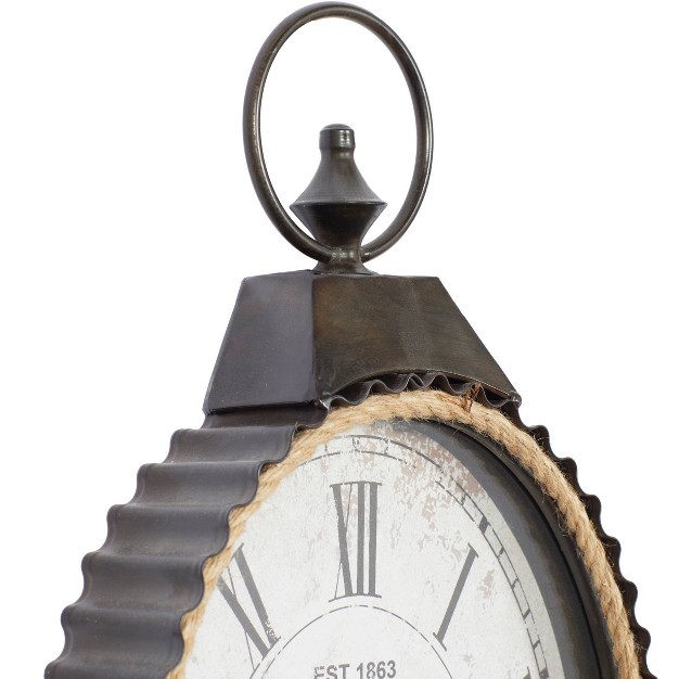 Metal Pocket Watch Style Wall Clock With Rope Accent Black Olivia amp May