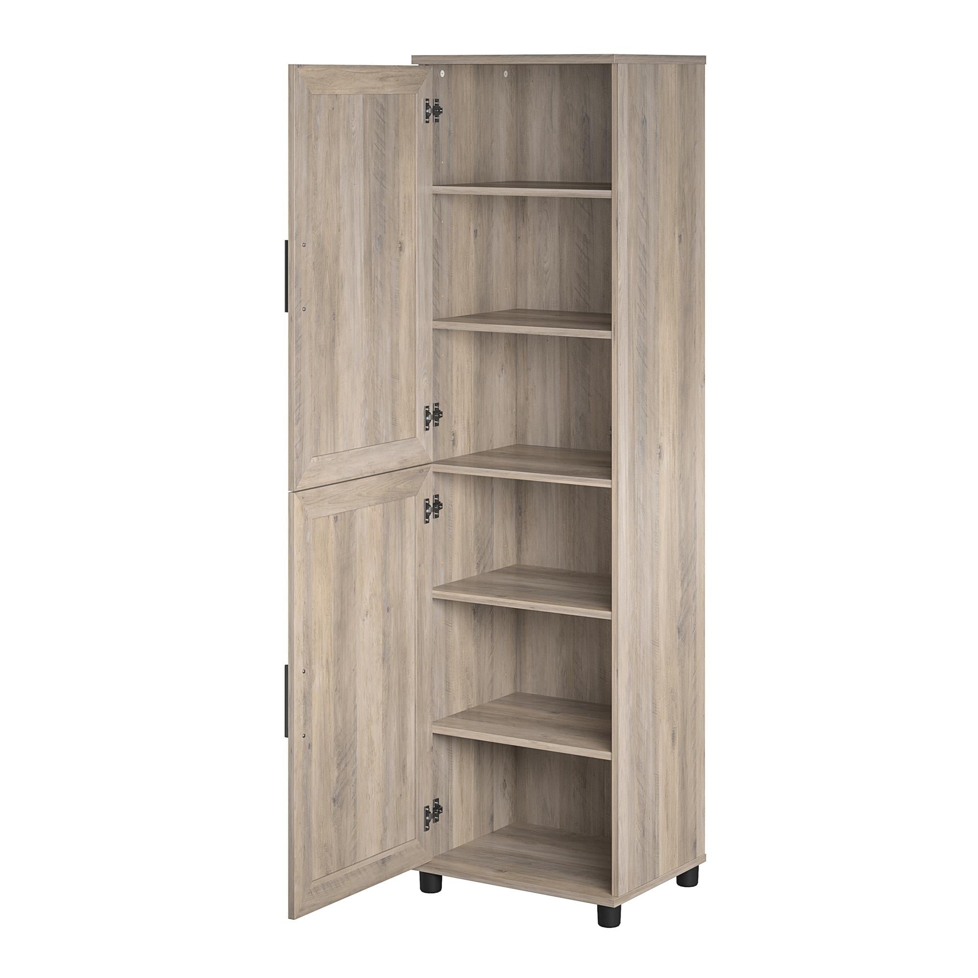 RealRooms Tindall 2 Door Kitchen Pantry Cabinet， Gray Oak