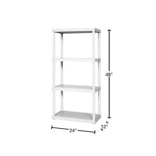 GRACIOUS LIVING 2-Pack White 4-Tier Plastic Garage Storage Shelving Unit (24 in. W x 48 in. H x 12 in. D) 2 x 91064-1C-90