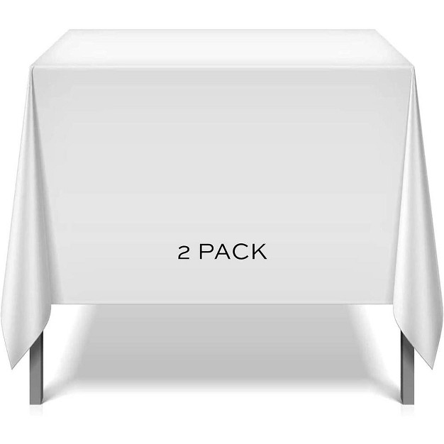 White Classic Premium 100 Polyester Squared Tablecloths 200 Gsm Washable Fabric Stain And Wrinkle Resistant Square Table Covers Set Of 2 White