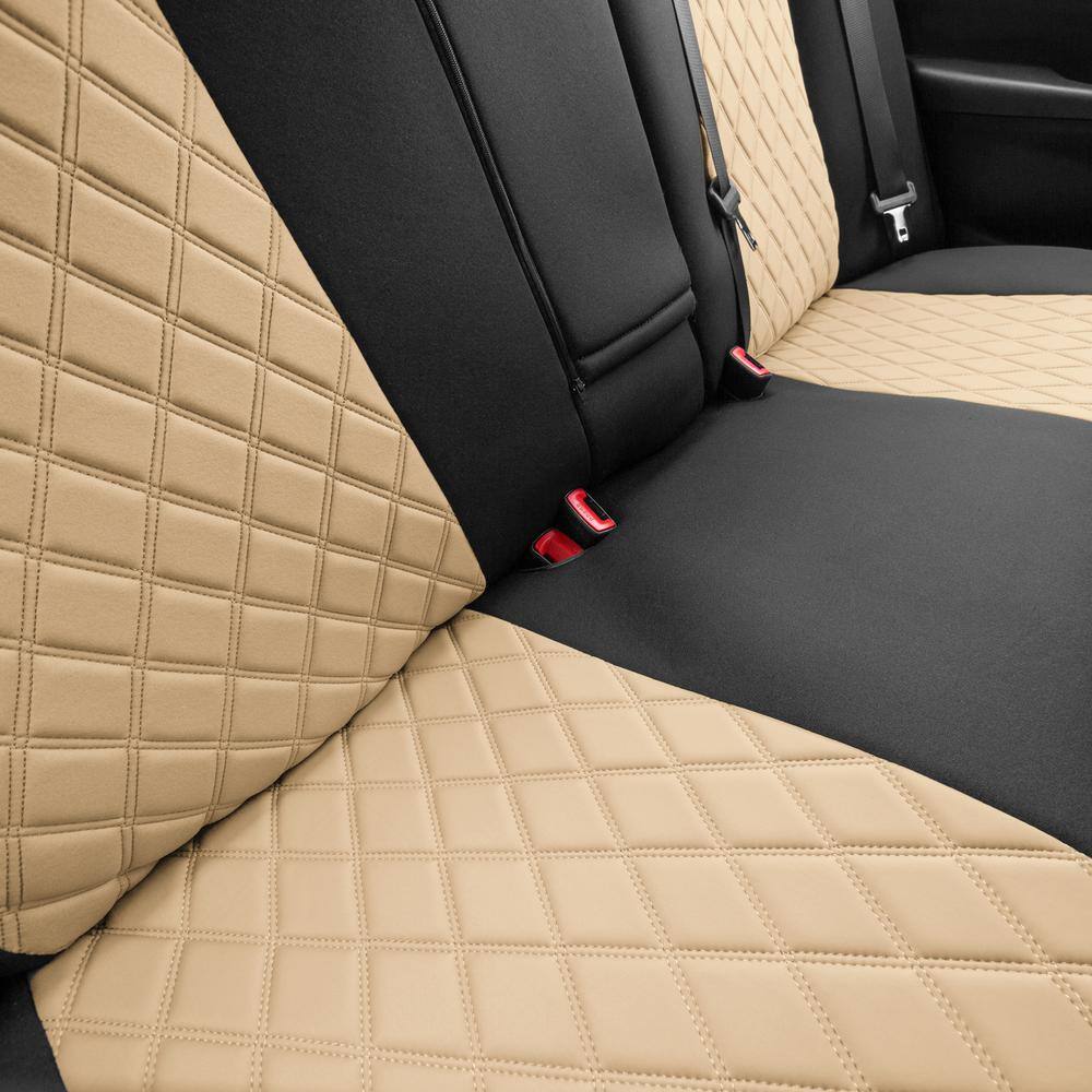 FH Group Neoprene Waterproof Custom Fit Seat Covers for 2012 - 2017 Toyota Camry LE to SE to XSE to XLE DMCM5005BEIGE-REAR