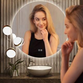 HOMLUX 40 in. W x 40 in. H Round Frameless LED Light with 3-Color and Anti-Fog Wall Mounted Bathroom Vanity Mirror EAD4004D60