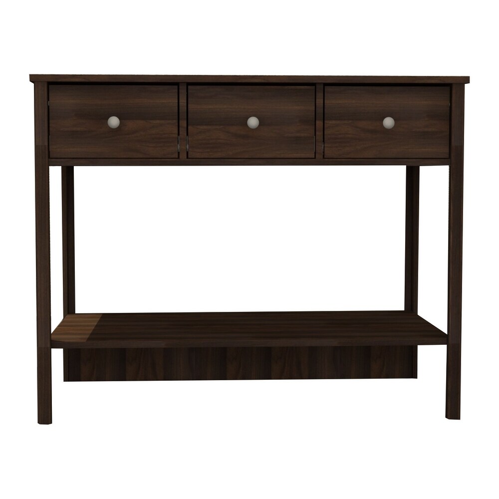 Boahaus Pierrefort Modern Console Table with Drawers  One Shelf  and Metal Knobs.