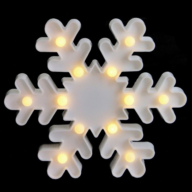 Battery Operated Led Lighted Snowflake Christmas Marquee Sign White