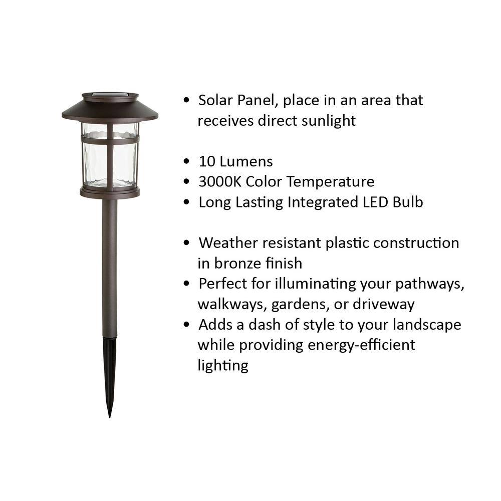 Hampton Bay Duncan Bronze Solar Integrated LED Weather Resistant Path Light 10 Lumens 32300-020