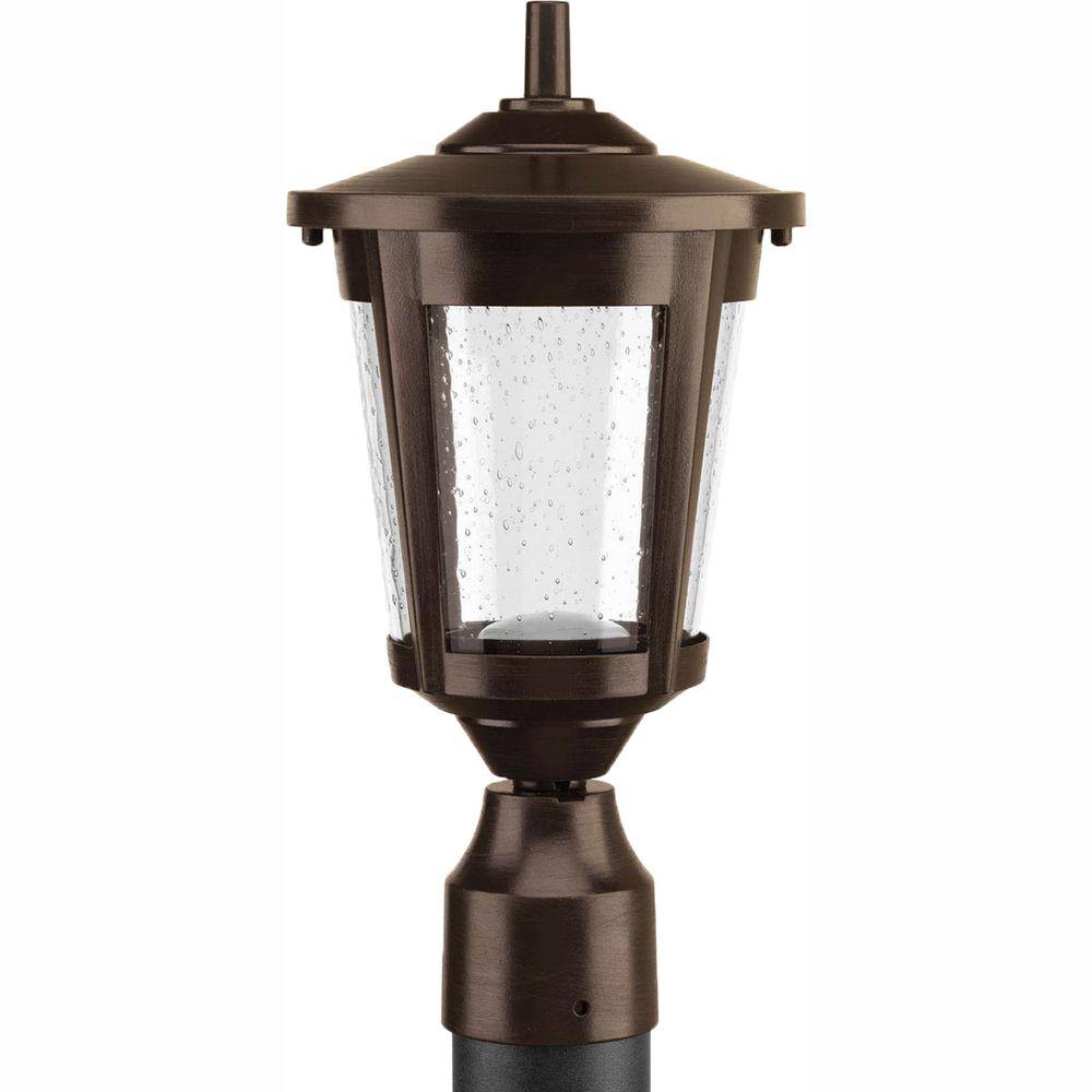 Progress Lighting East Haven LED Collection 1-Light Antique Bronze Clear Seeded Glass Transitional Outdoor Post Lantern Light P6430-2030K9