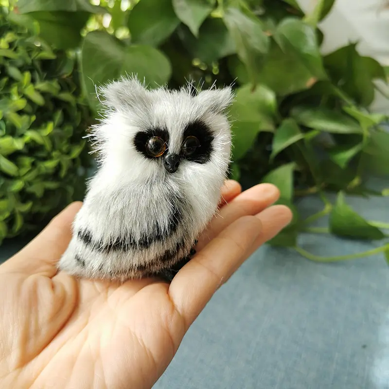 Party Supplies Birthday Gift Simulation Animal Static Model Decoration Fur Owl With Holiday Accessories