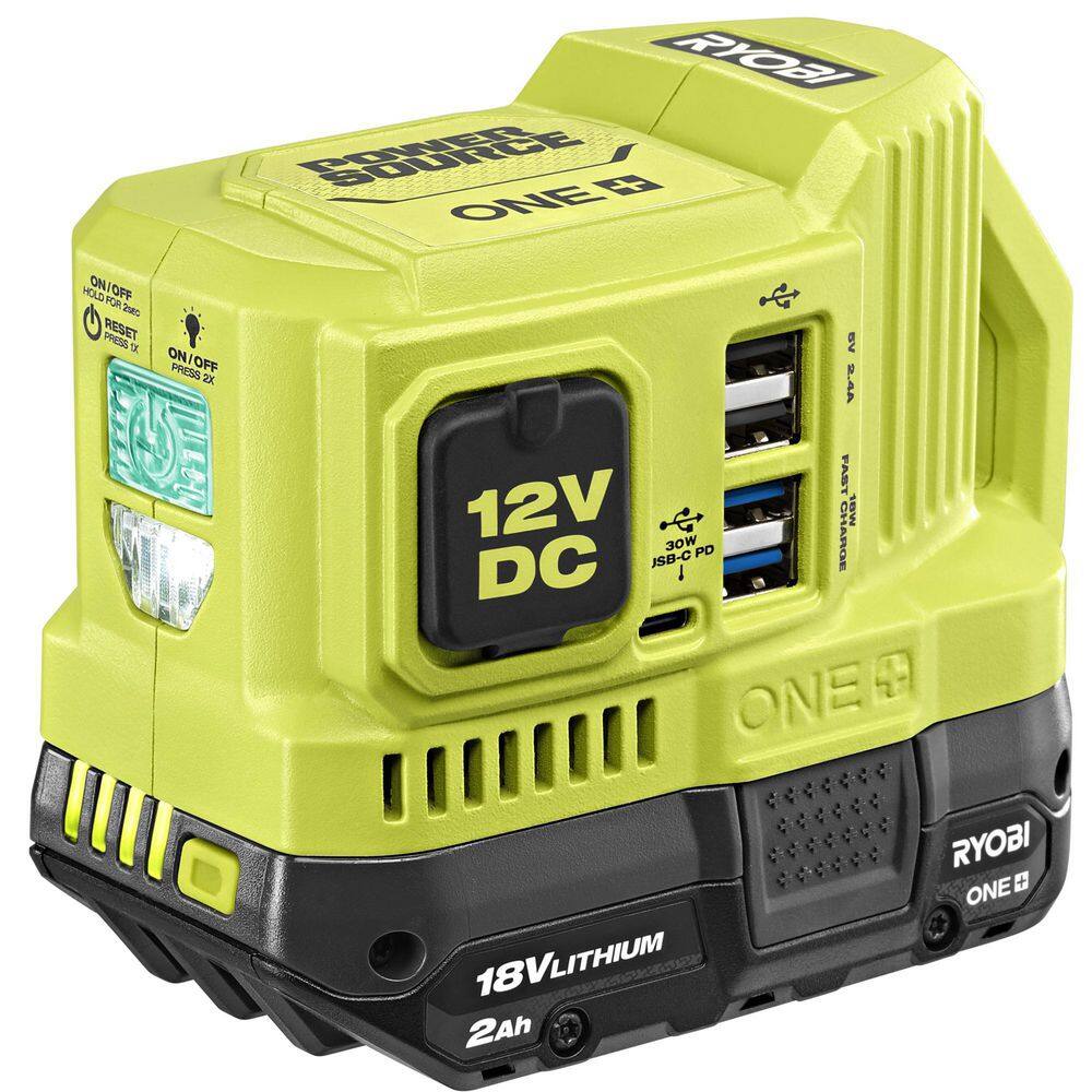 RYOBI ONE+ 18-Volt 120-Watt Push Start Power Source with 12-Volt Outlet (Tool-Only) RYi12VBG