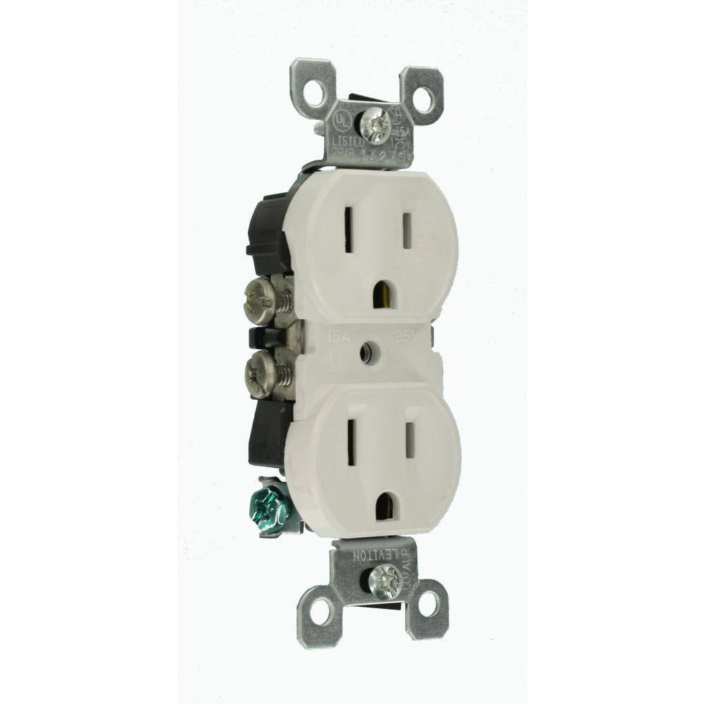 Leviton 15 Amp Duplex COALR Outlet White 12650-W