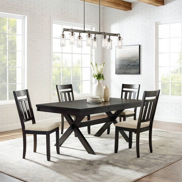 Hayden 5pc Extendable Dining Set With 4 Slat Back Chairs Slate Crosley