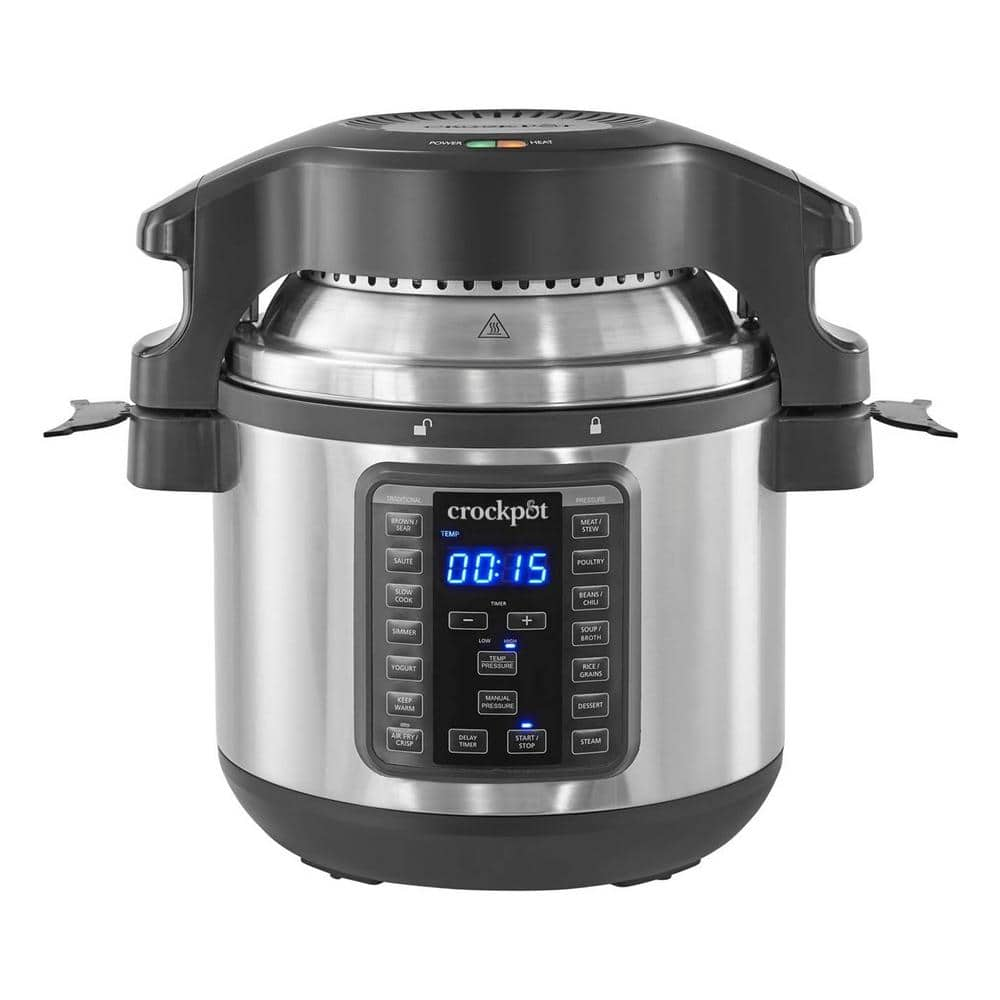 Crock-Pot 8-qt. Express Crock Programmable Slow Cooker and Pressure Cooker with Air Fryer Lid - Silver Stainless Steel 985117941M