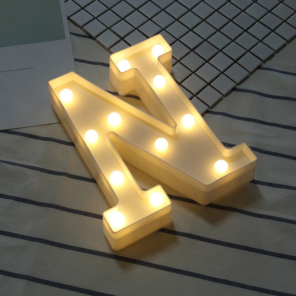 Alphabet LED Letter Lights Light Up White Letters Standing Hanging N Led lights for bedroom outdoor floor lamp pendant DIY Wedding Party Bedroom Terrace(Multicolor)