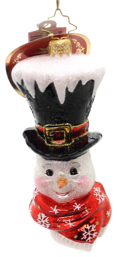 Christopher Radko IT  x27S CHILLY AT THE TOP Glass Snowman Carrot Nose 1018943   Contemporary   Christmas Ornaments   by Story Book Kids Inc  Houzz