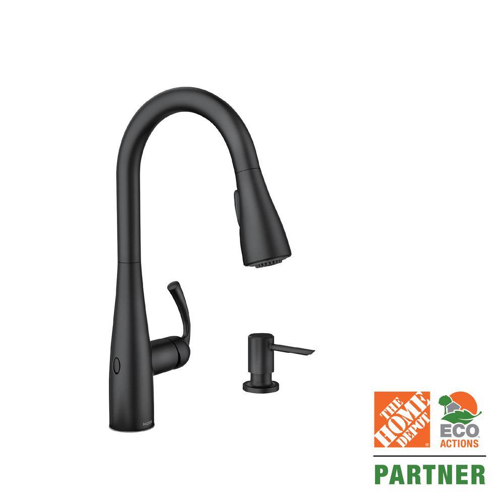 MOEN Essie Touchless Single-Handle Pull-Down Sprayer Kitchen Faucet with MotionSense Wave and Power Clean in Matte Black 87014EWBL