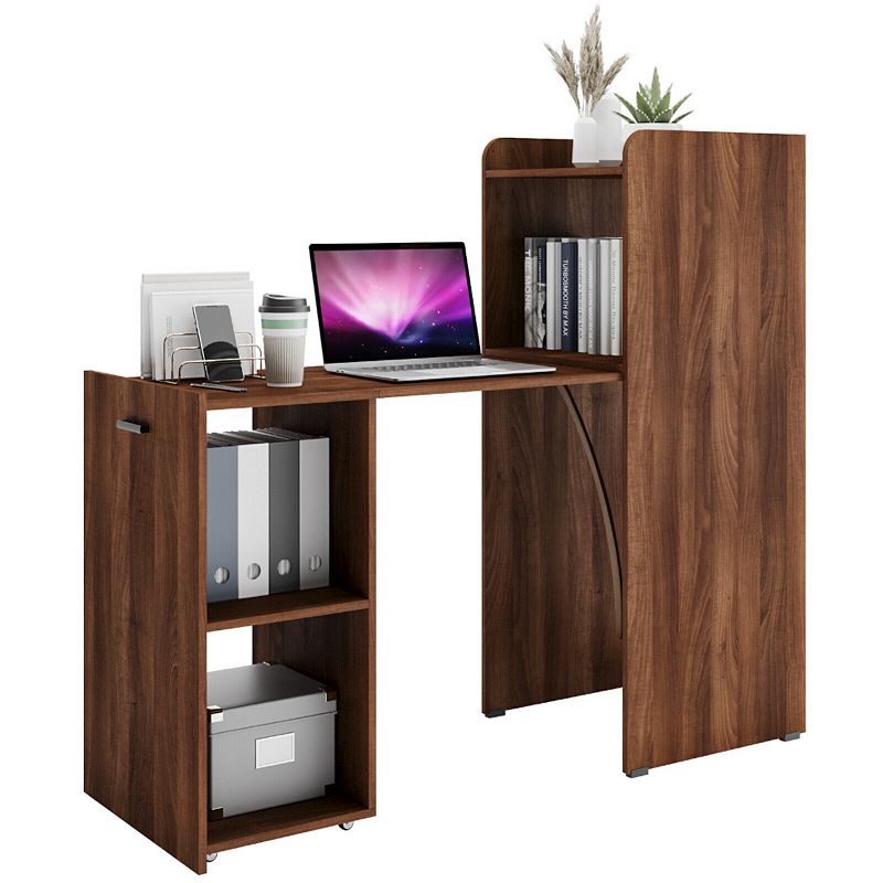 Extendable Reversible Computer Desk with Anti-Tipping Kit - Brown