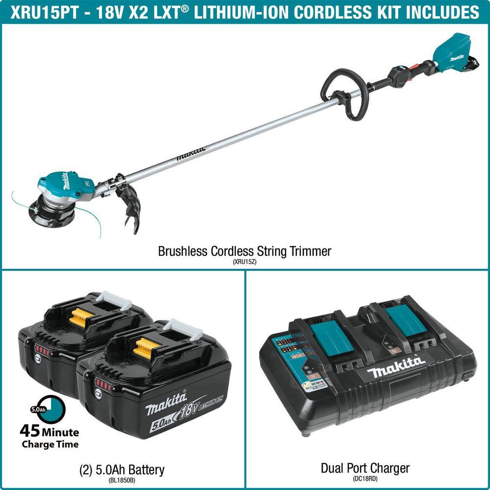 Makita 18V X2 (36V) LXT Lithium-Ion Brushless Cordless String Trimmer Kit (5.0 Ah) XRU15PT