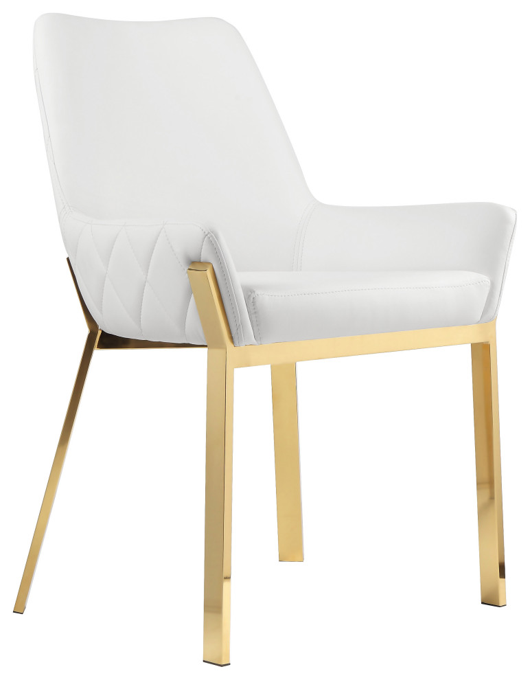 Hudson Diamond Tufted Chair Gold  Set of 2   Contemporary   Dining Chairs   by Pangea Home  Houzz