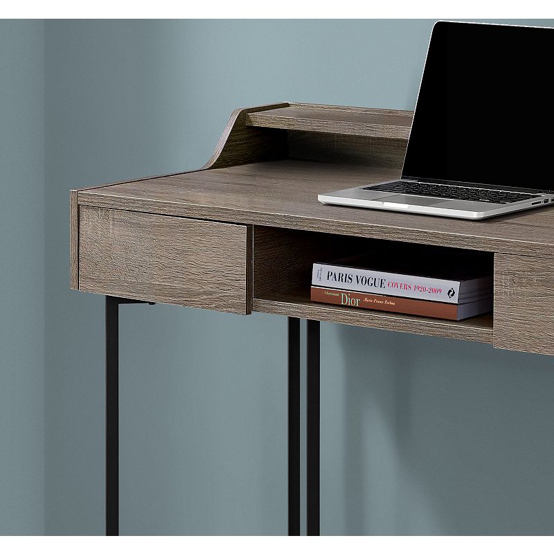 48 Taupe Brown and Silver Contemporary Computer Desk