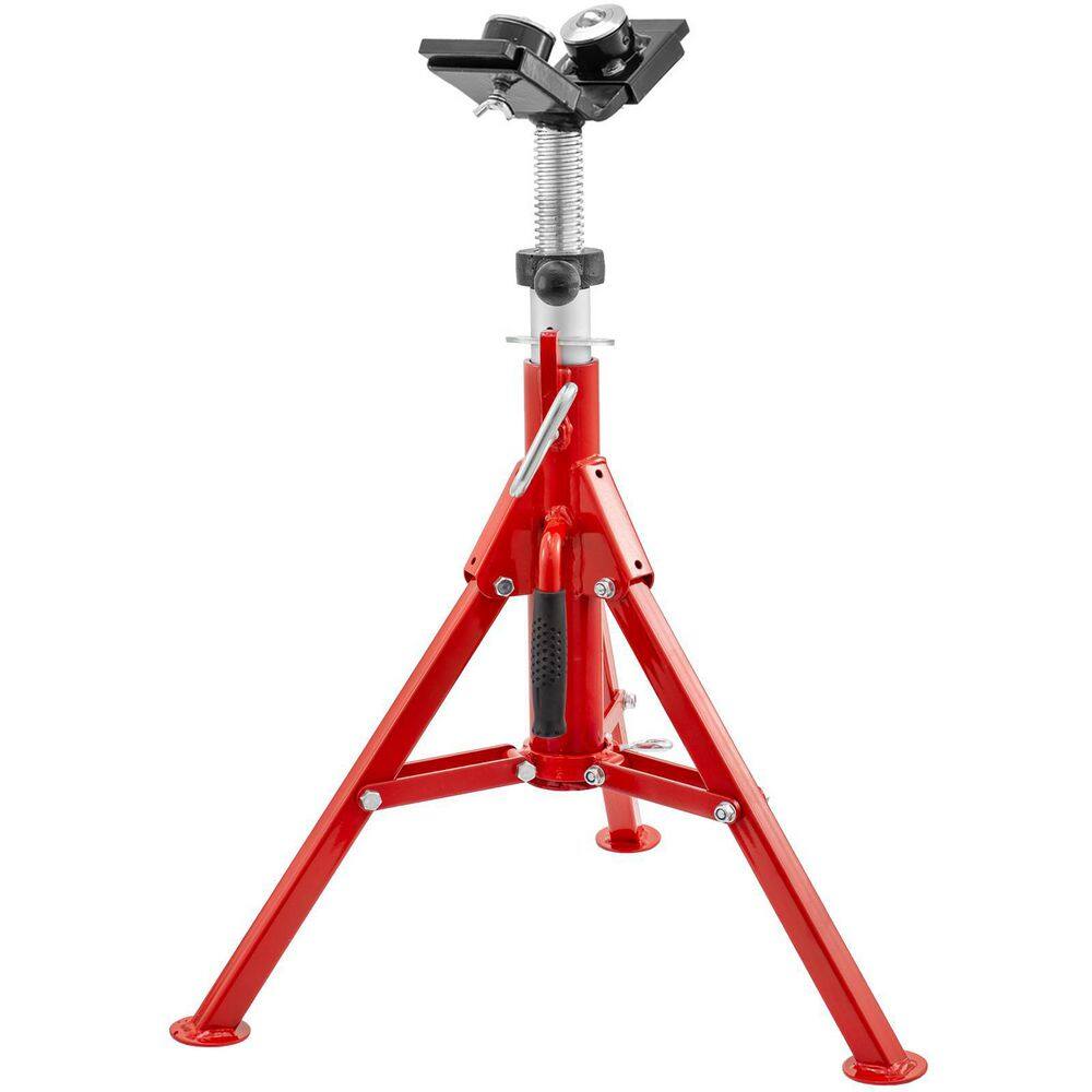 VEVOR Pipe Jack Stand 1500 lbs. Welding Pipe Stand 20 in. to 37 in. 1107C-Type with 2-Ball Transfer V-Head and Folding Legs JJ1107C2YTGJVX001V0