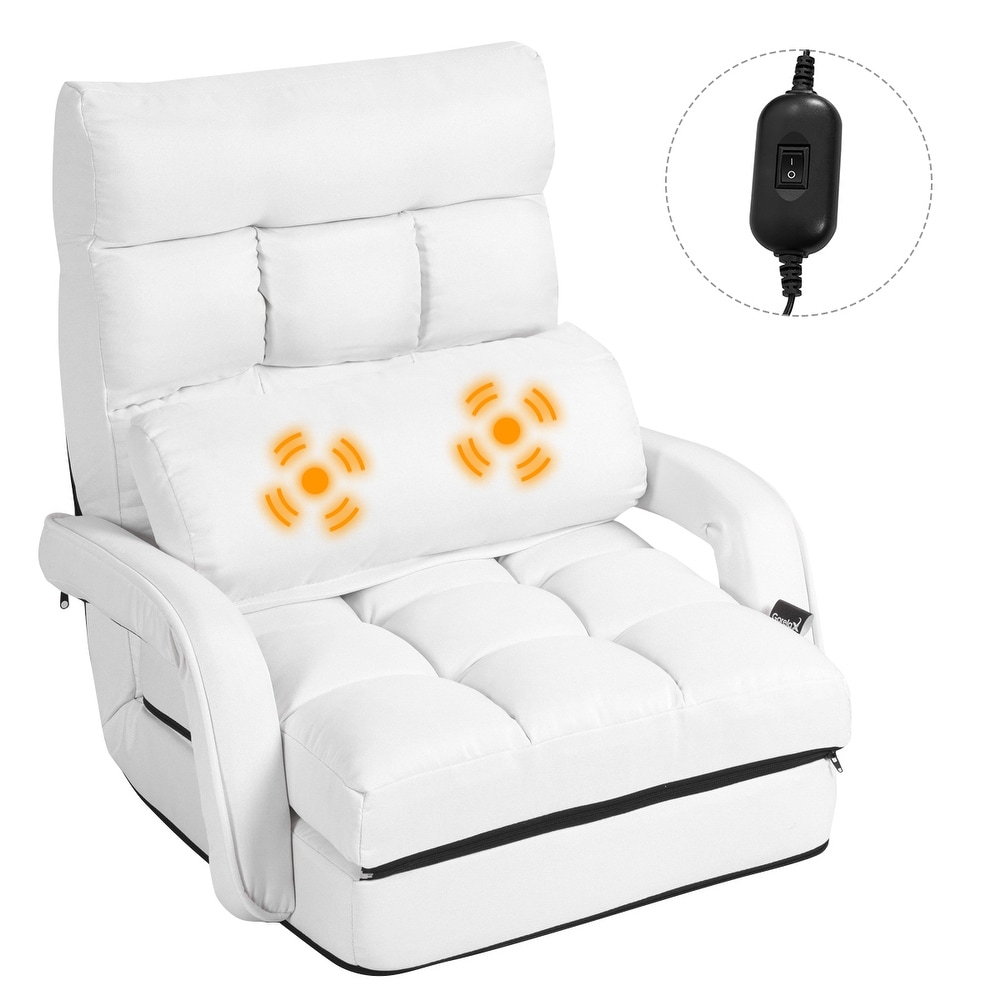 Costway Folding Floor Single Sofa Massage Recliner Chair W/ a Pillow 5