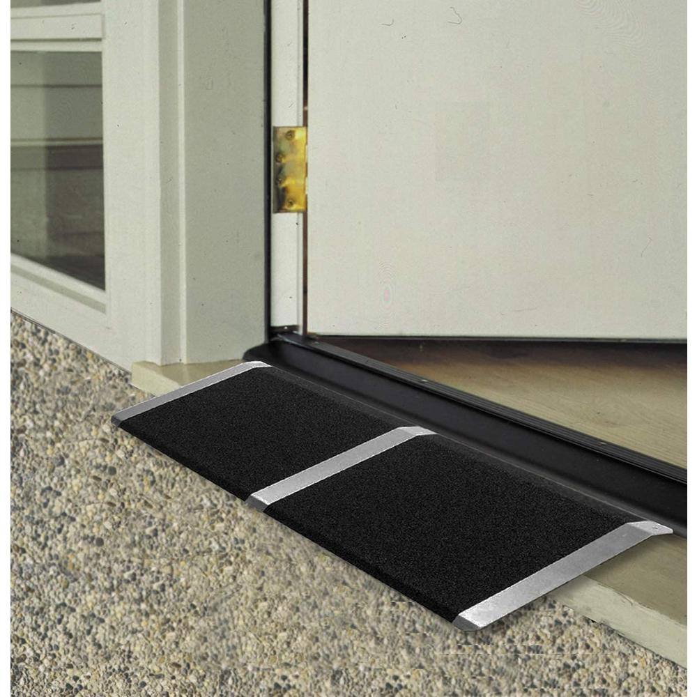 Karl home 8 in. x 32 in. Portable Aluminum Threshold Ramp Fit For Wheelchair Scooter Doorway Access Door Anti Slip Ramp 604263123522