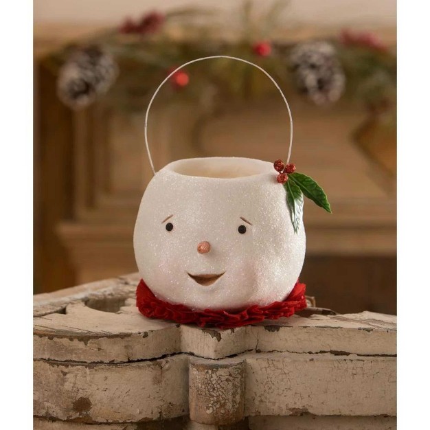 Christmas Snowman Buckethead One Figurine Bucket 8 Inches Michelle Ammen Ma1079 Paper White