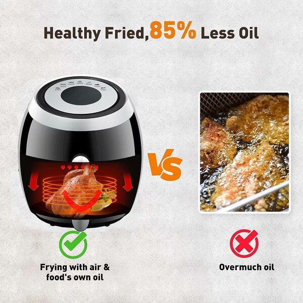 1500W 5-Quart Air Fryer with LCD Touch Screen，Black