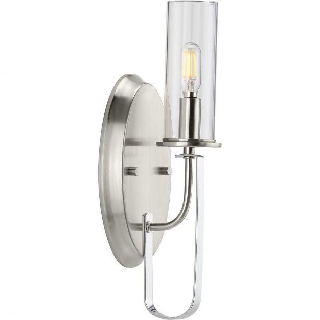 Progress Lighting Riley Collection 1 light Wall Bracket Brushed Nickel Clear Glass Shade