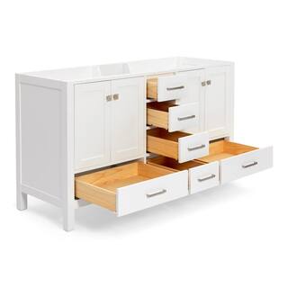 ARIEL Cambridge 60 in. W Vanity Cabinet Only in White A061D-BC-WHT