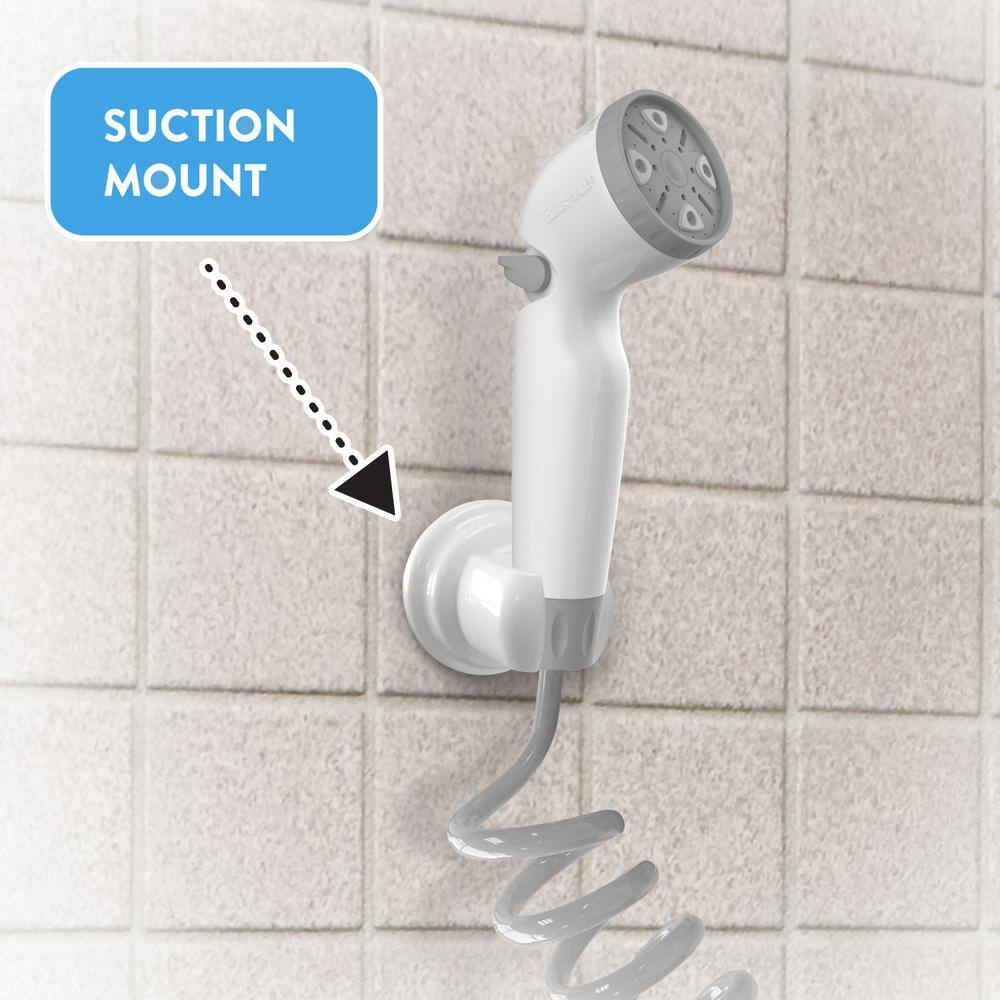 RINSE ACE 3-Spray Single Freestanding Handheld Adjustable Shower Head in White 94566