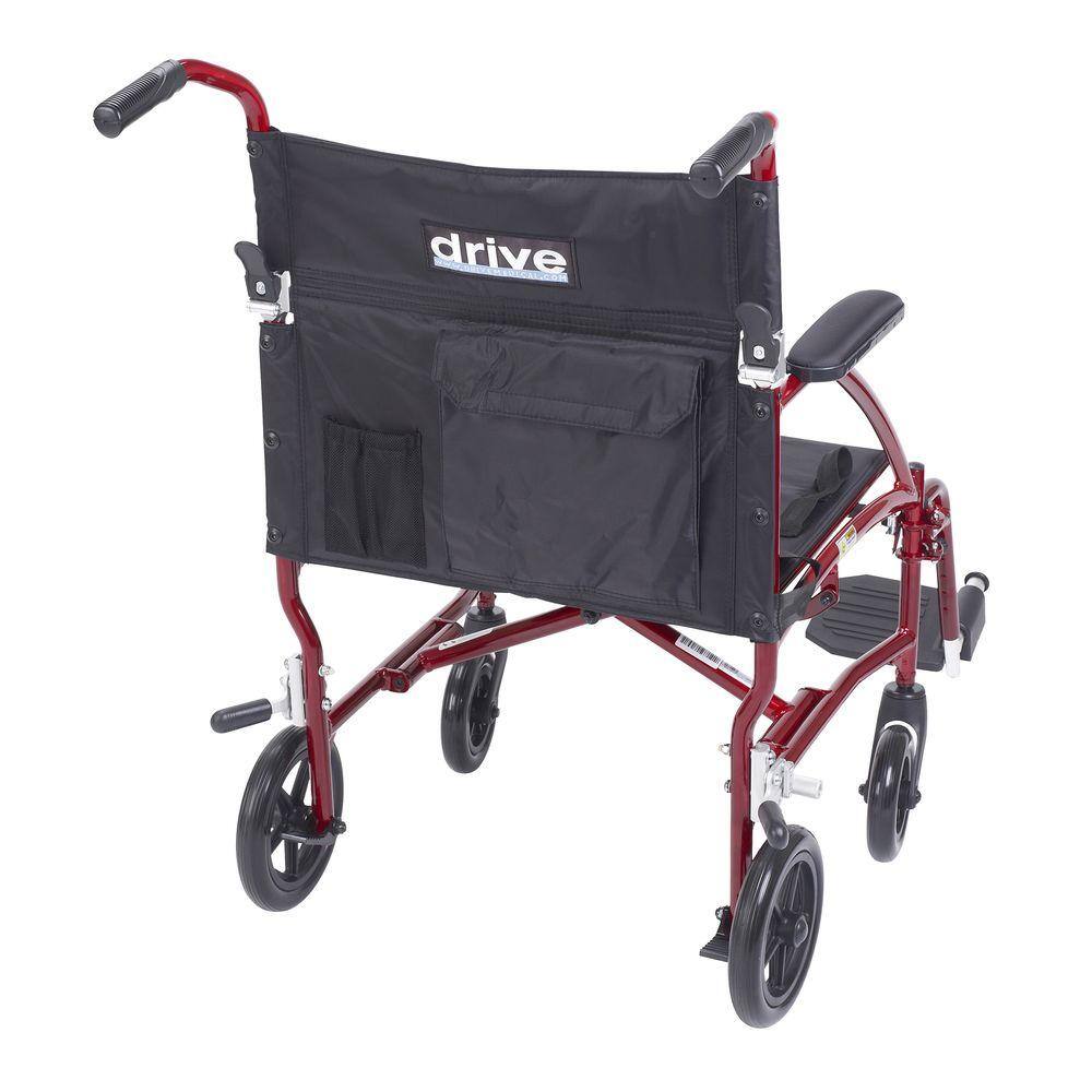 Drive Medical Fly Lite Ultra Lightweight Burgundy Transport Wheelchair DFL19-RD